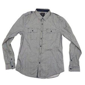 Guess Button Up Long Sleeve Blue/White Slim Fit Dress Shirt Men's Top Size M